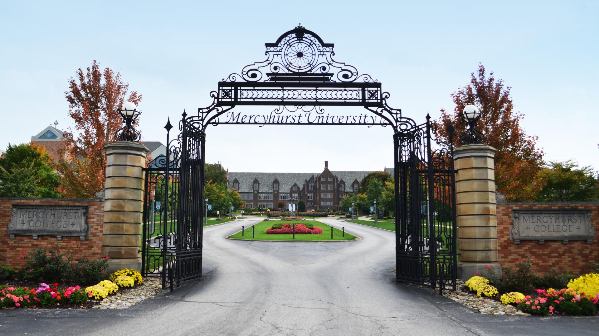 Front of campus with gates