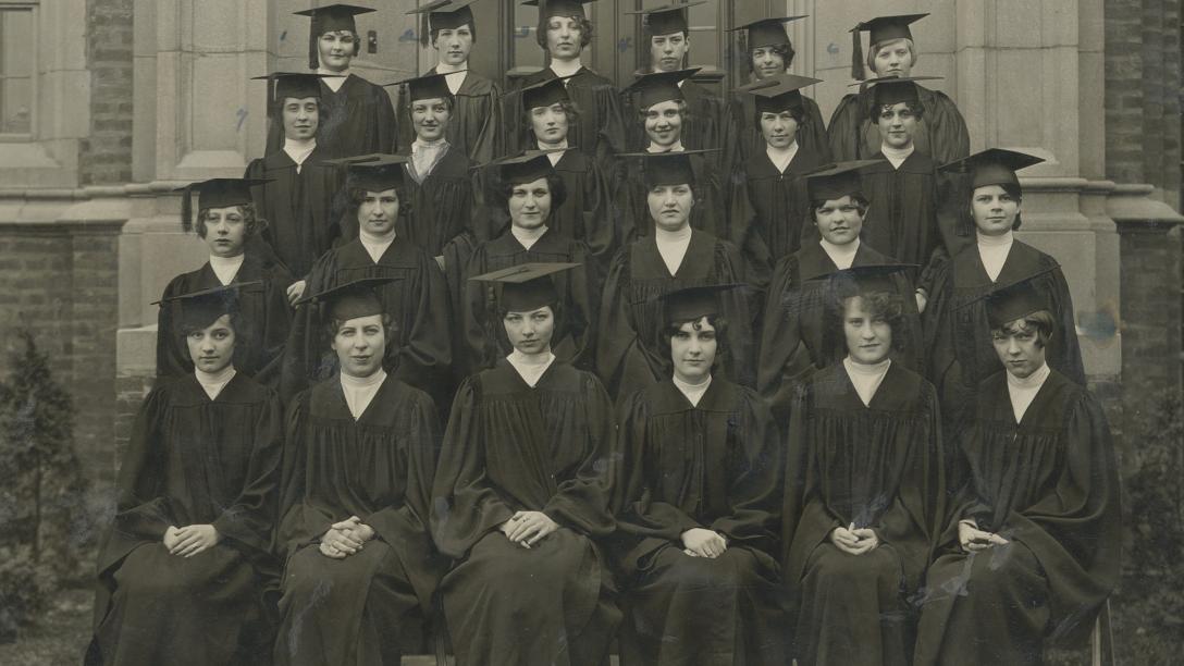 photo of women in mercyhurst's first graduating class